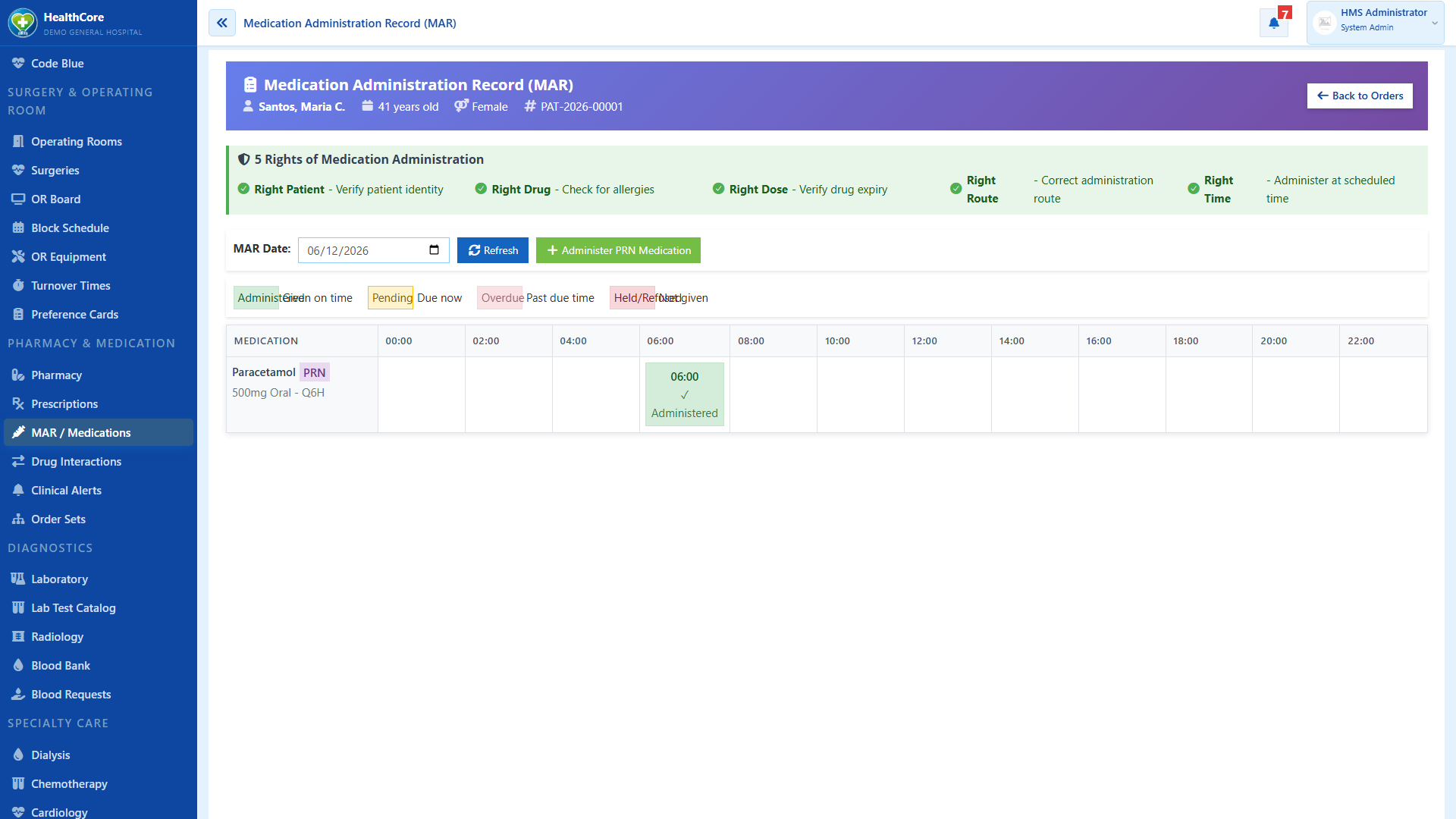 Medication administration record